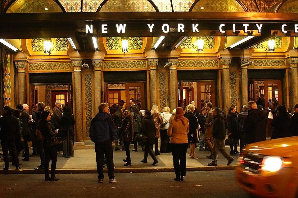 Audience before an evening performance at Radio City Music Hall in New York City, a welcoming concert setting for first-time visitors