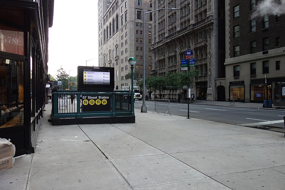 57th Street and Seventh Avenue subway entrance in Midtown Manhattan near Carnegie Hall