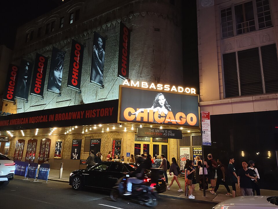 Ambassador Theatre exterior at 219 West 49th Street in the Theater District