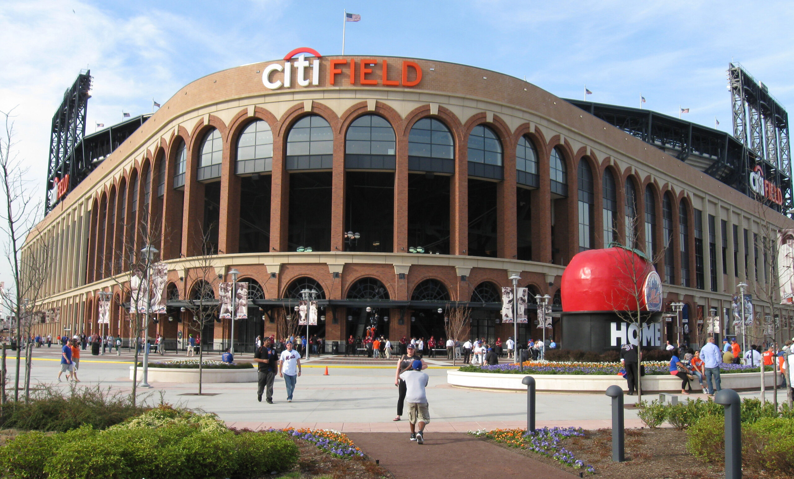 Citi Field in Queens with the Home Run Apple visible