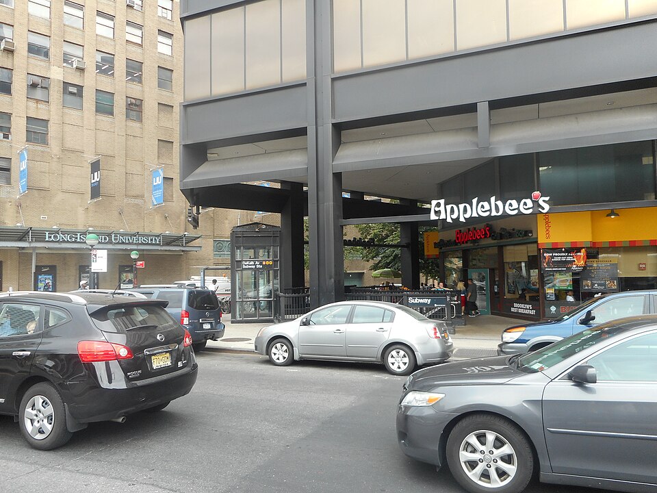 DeKalb Avenue subway entrance near Brooklyn Paramount in Downtown Brooklyn