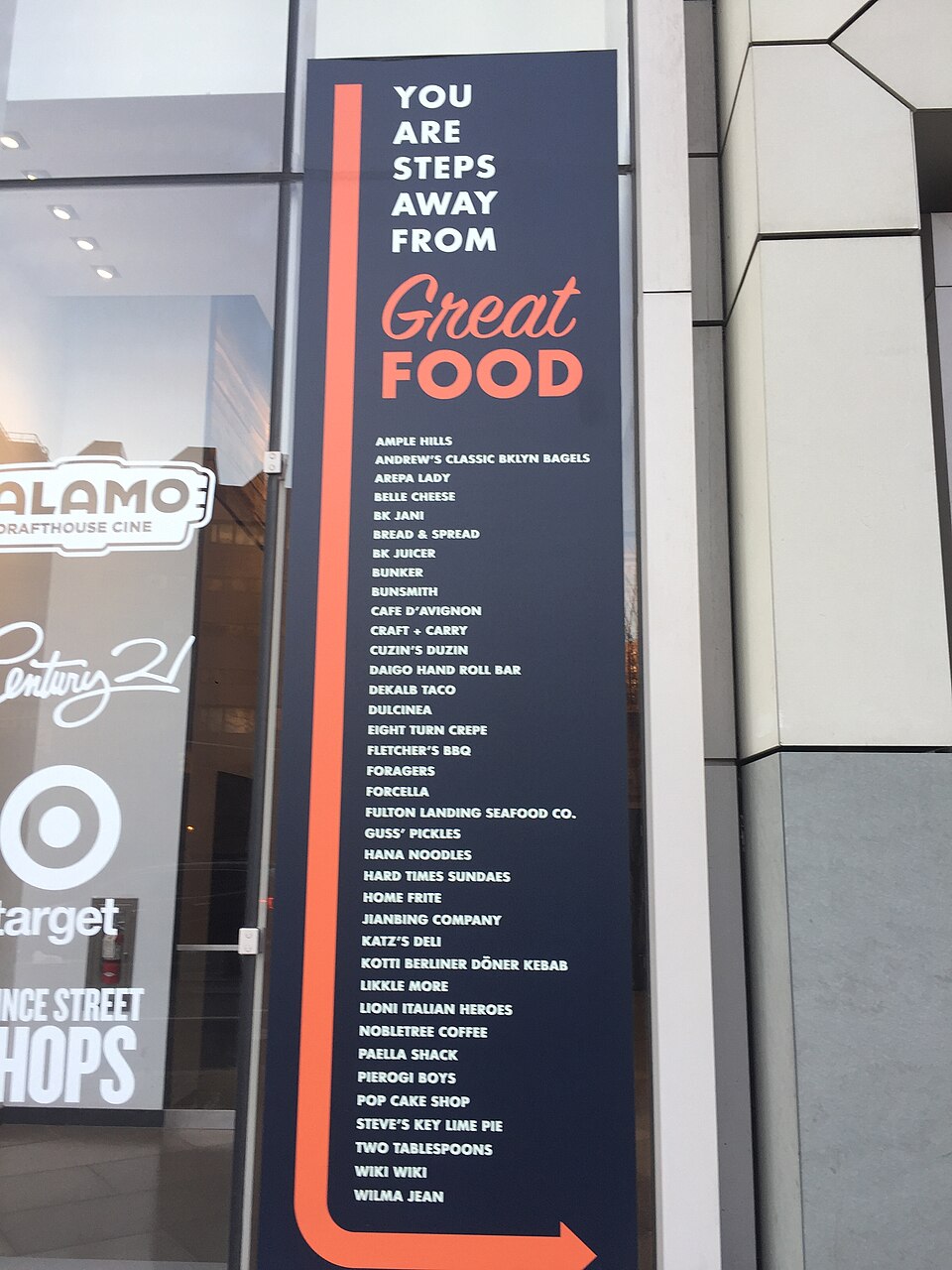 DeKalb Market Hall vendors at City Point in Downtown Brooklyn near Brooklyn Paramount