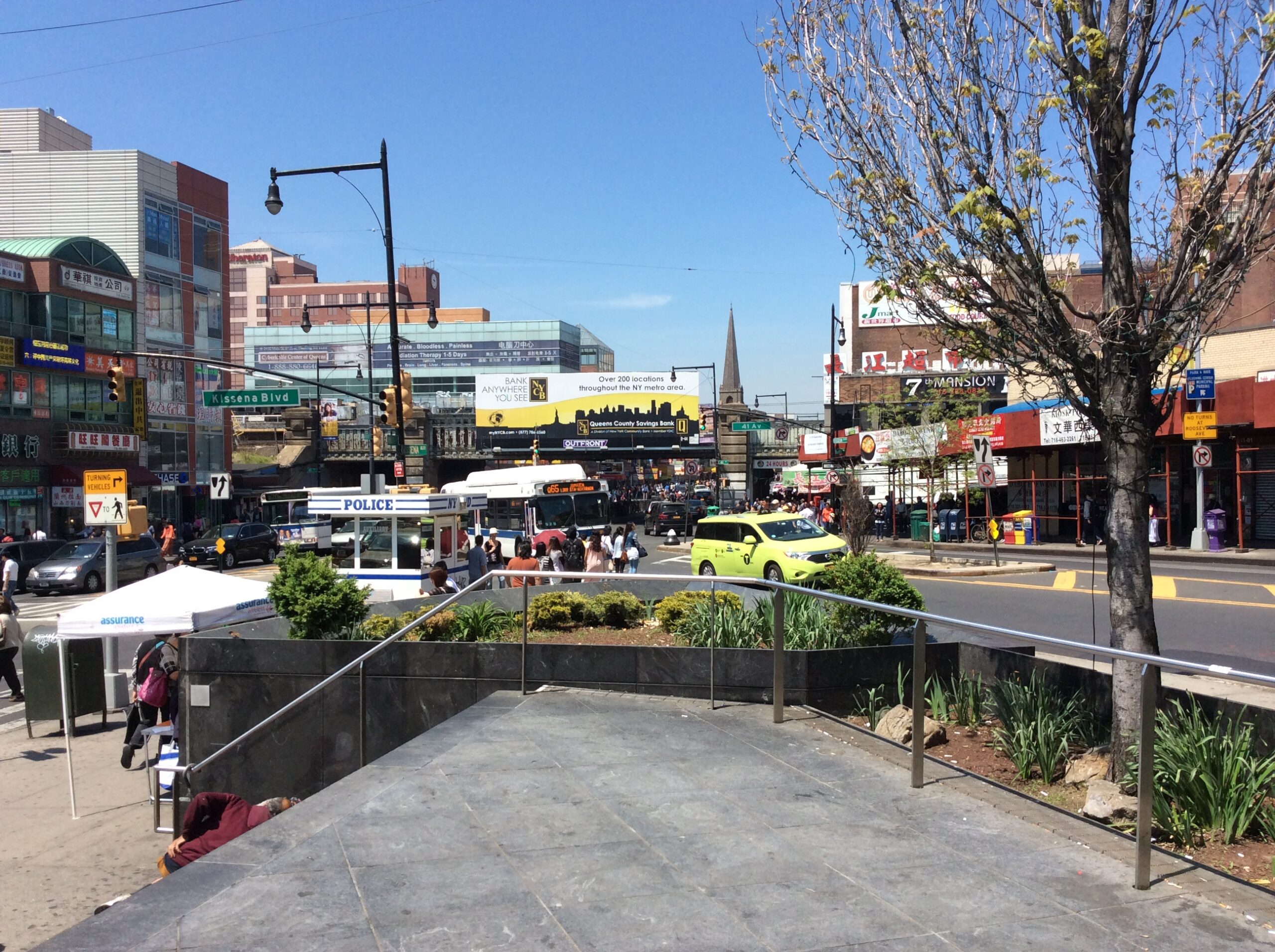 Street scene in downtown Flushing, Queens, near the dining area used before Citi Field events