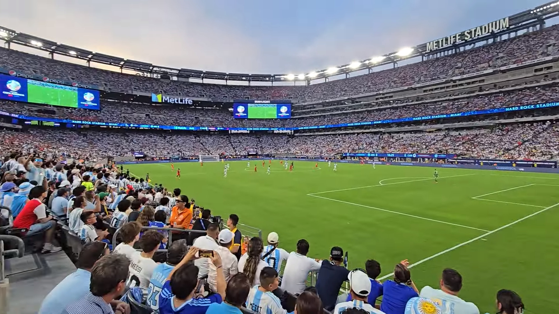 MetLife Stadium seating bowl and multi-tier layout during a major event in East Rutherford, New Jersey