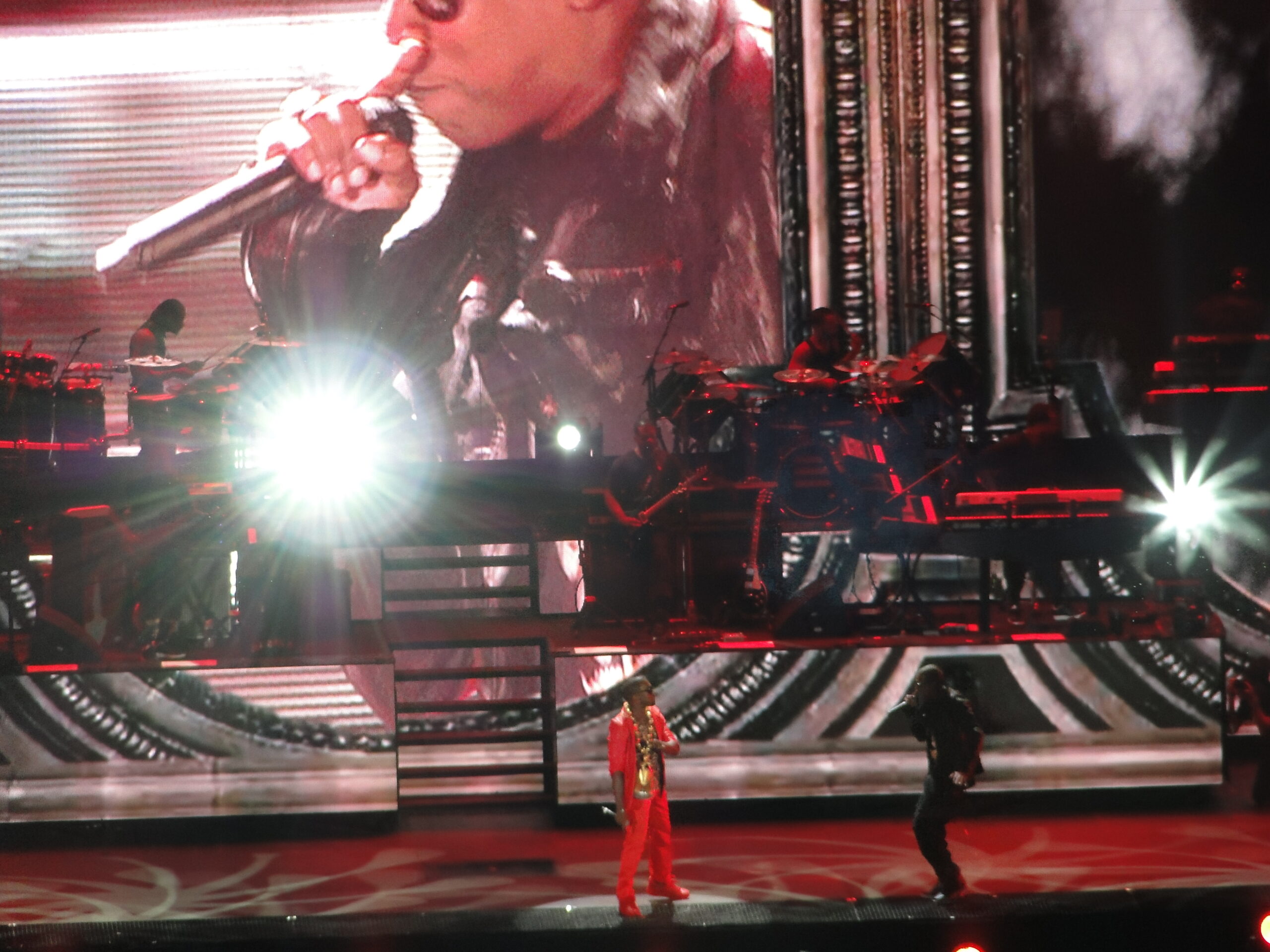 Live concert at Yankee Stadium in New York City, showing the scale, crowd energy, and production of a major stadium performance