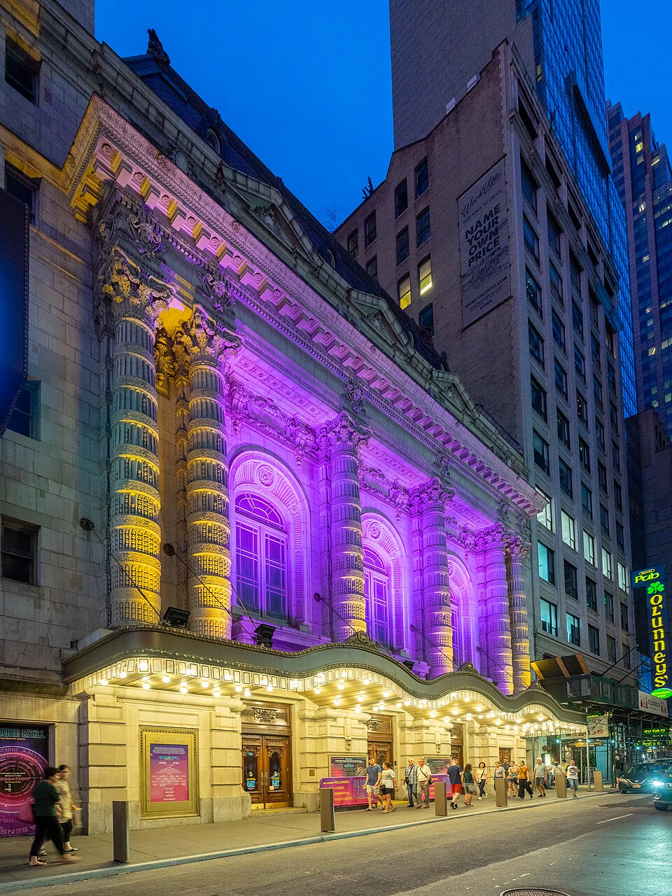 Lyceum Theatre exterior at 149 West 45th Street in the Theater District, Broadway NYC