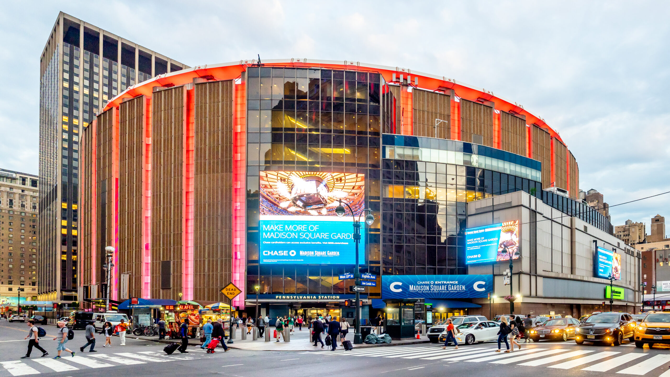 Interior view of Madison Square Garden during a New York sports event