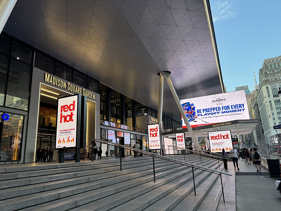 Madison Square Garden and Penn Station entrance on 7th Avenue in Manhattan