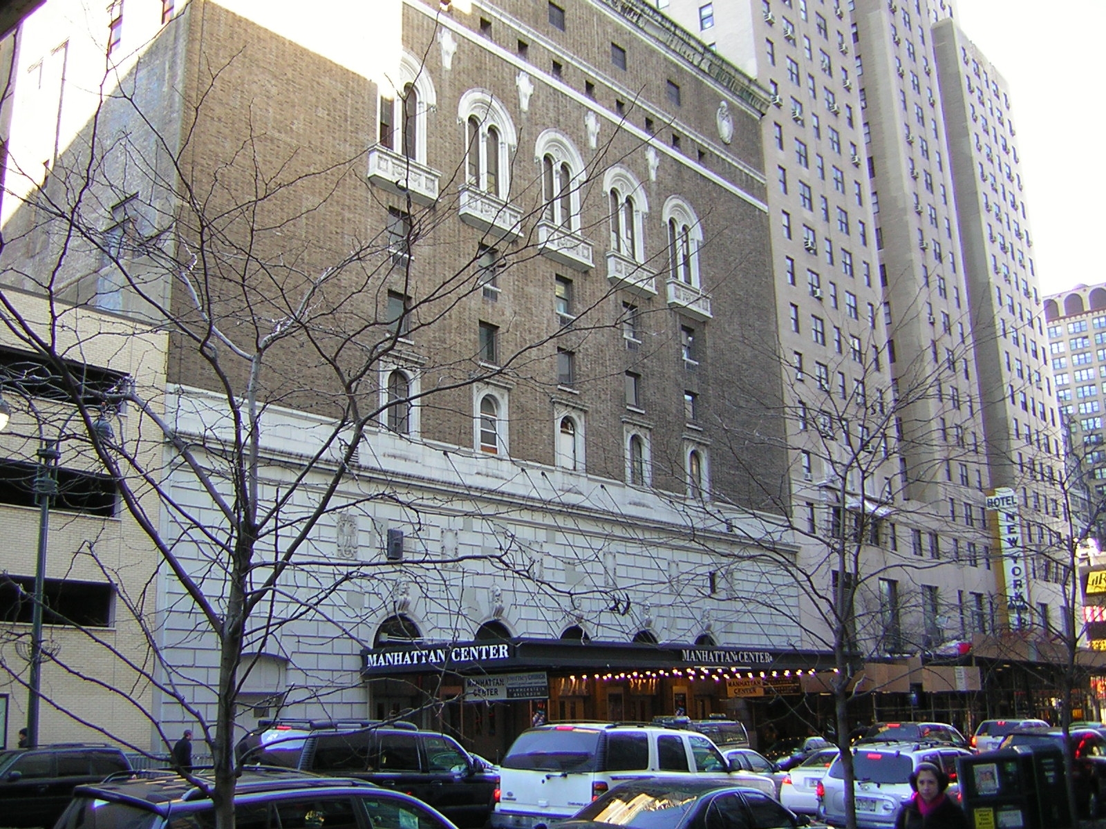 Manhattan Center exterior on West 34th Street in Midtown Manhattan near Hammerstein Ballroom restaurants