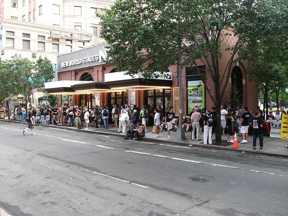 New World Stages exterior on West 50th Street in Midtown Manhattan, home of Amaze Magic