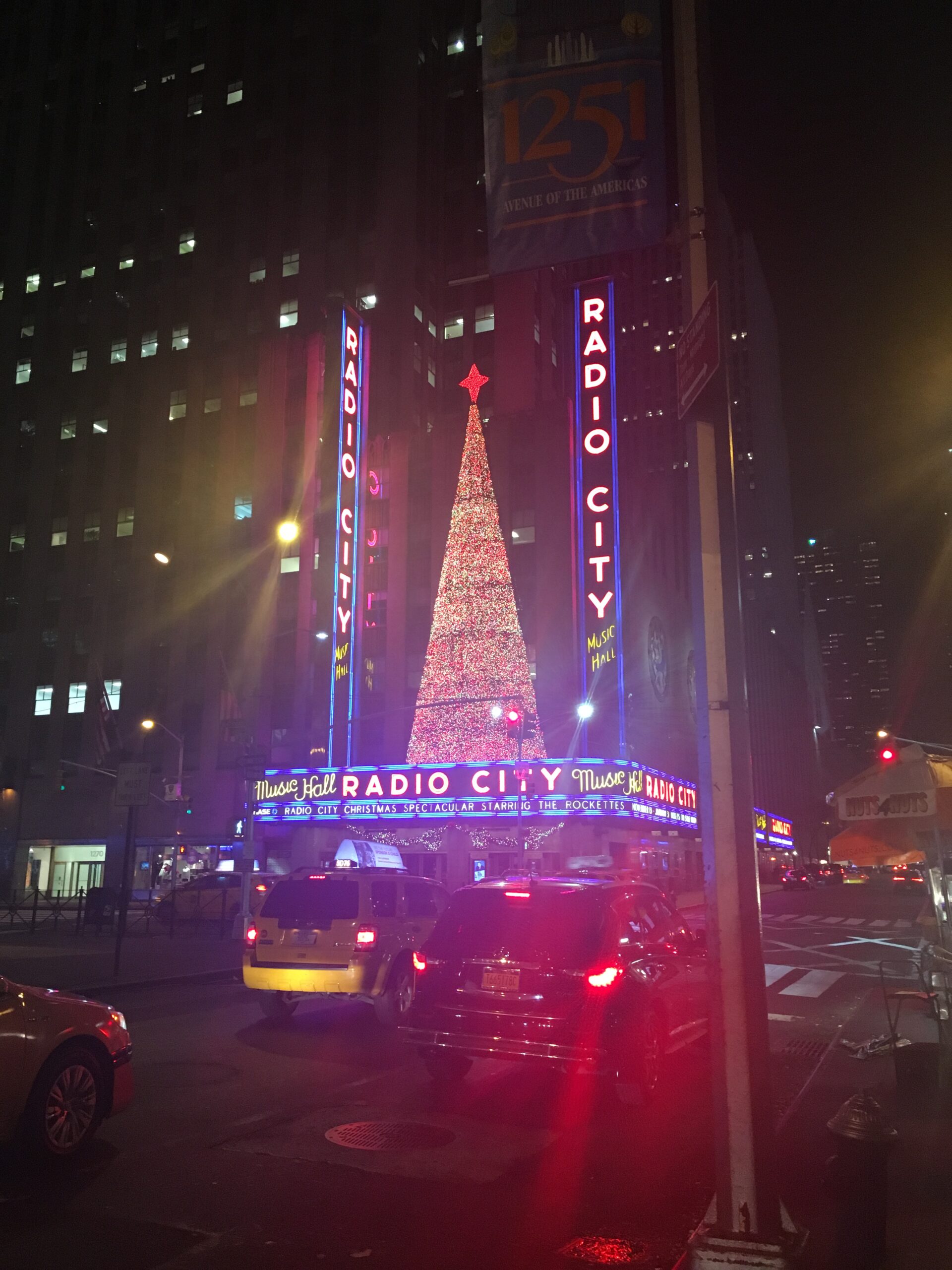 Night out near Radio City Music Hall in Midtown Manhattan before a concert or show