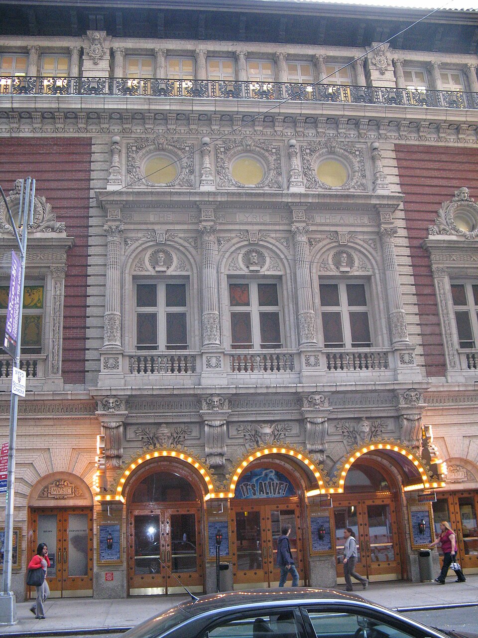Lyric Theatre exterior on West 43rd Street in the Broadway Theater District, NYC