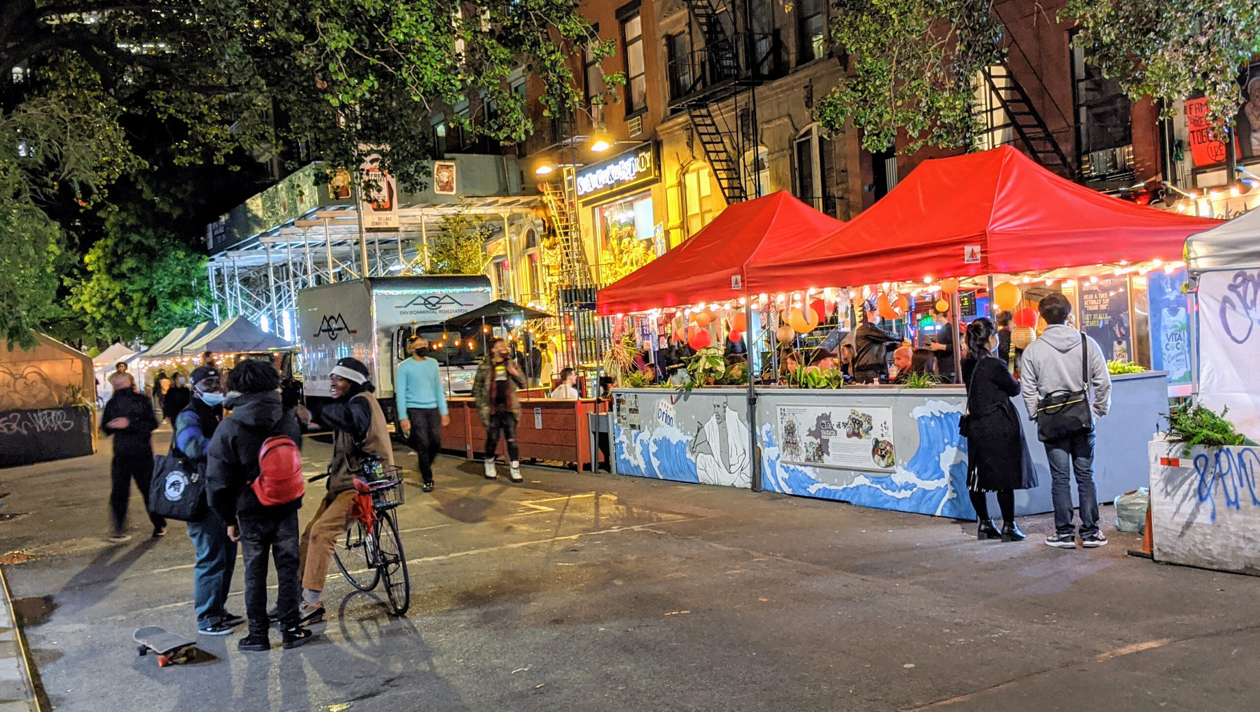 Outdoor dining on St. Mark’s Place in the East Village near Webster Hall