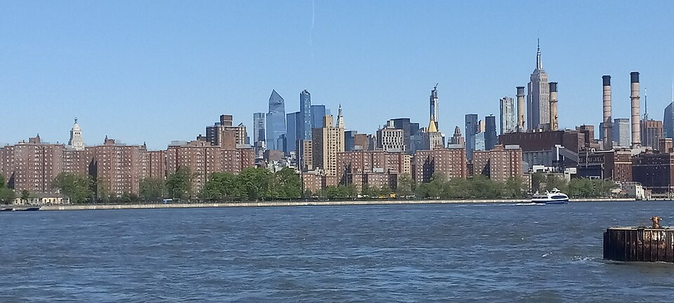 View from Domino Park in Williamsburg Brooklyn near Brooklyn Bowl