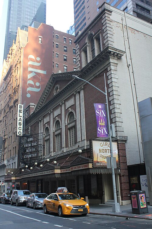 Belasco Theatre exterior at 111 West 44th Street in the Theater District