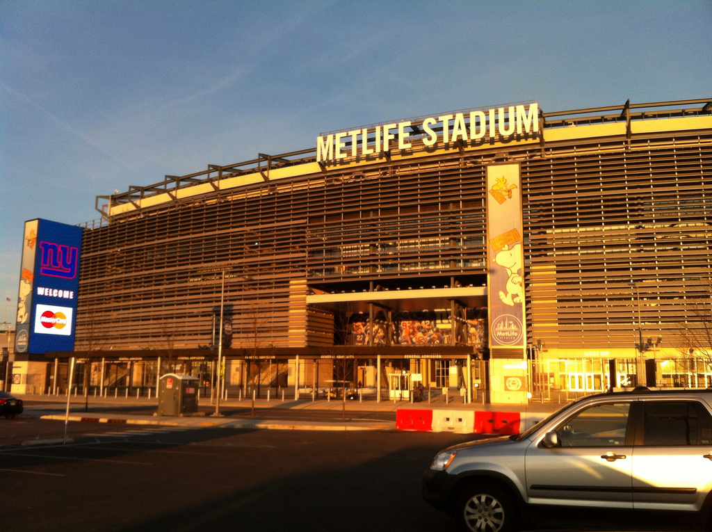 MetLife Stadium exterior for a New York football game near NYC