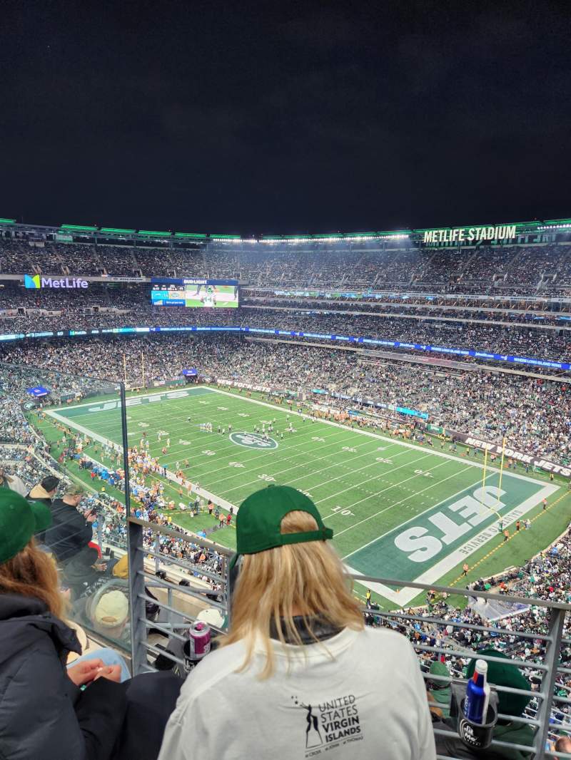 Sideline seating view inside MetLife Stadium for a football game