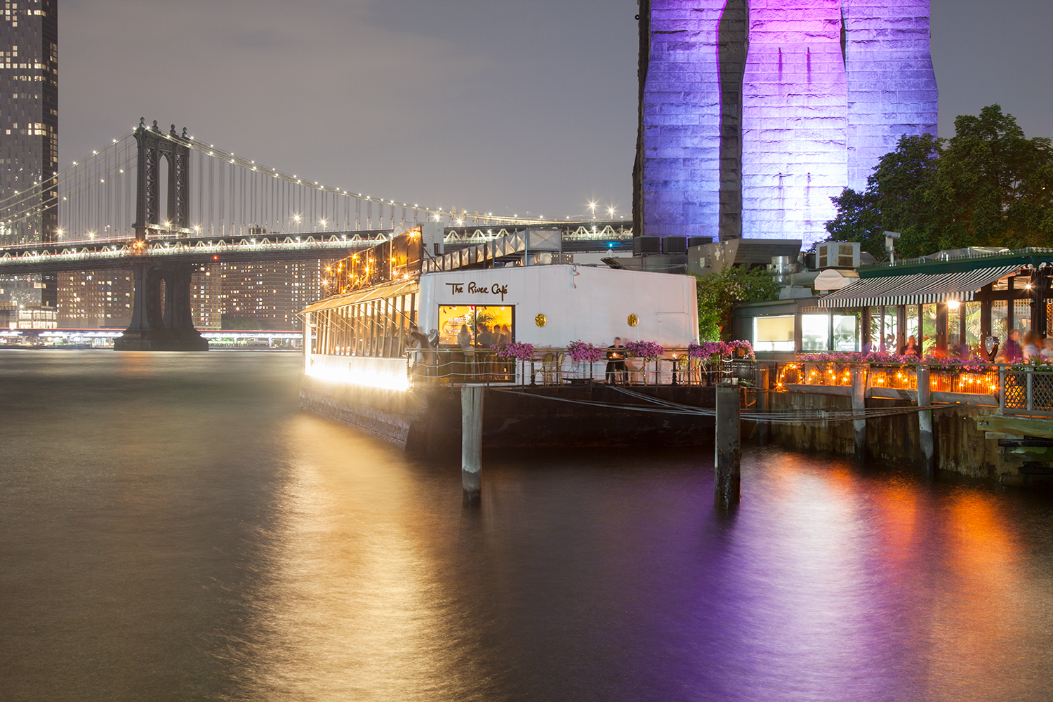 Upscale restaurant in New York City at night for a special occasion dinner