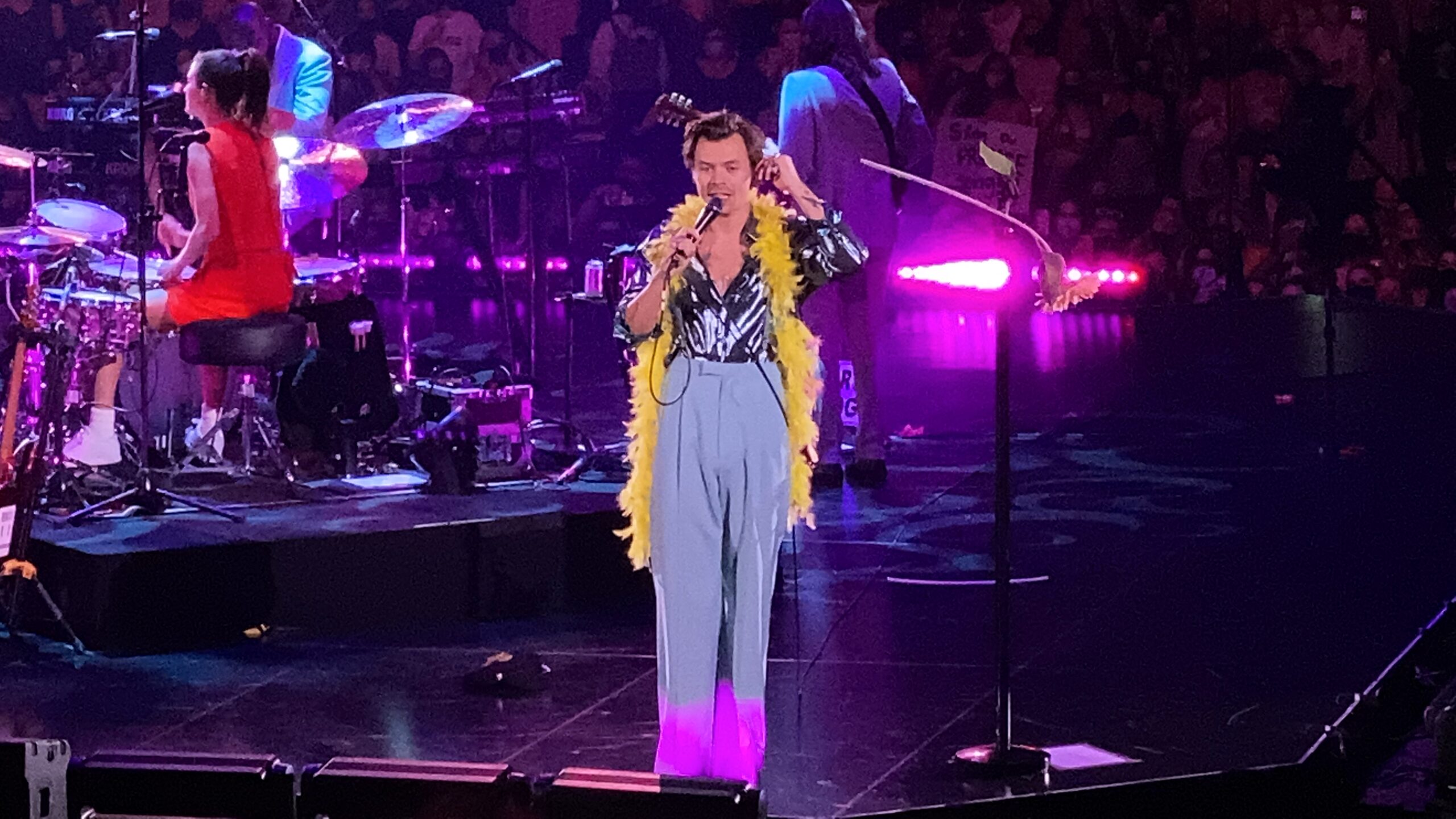 Harry Styles performing live for the Harry Styles Madison Square Garden concert guide