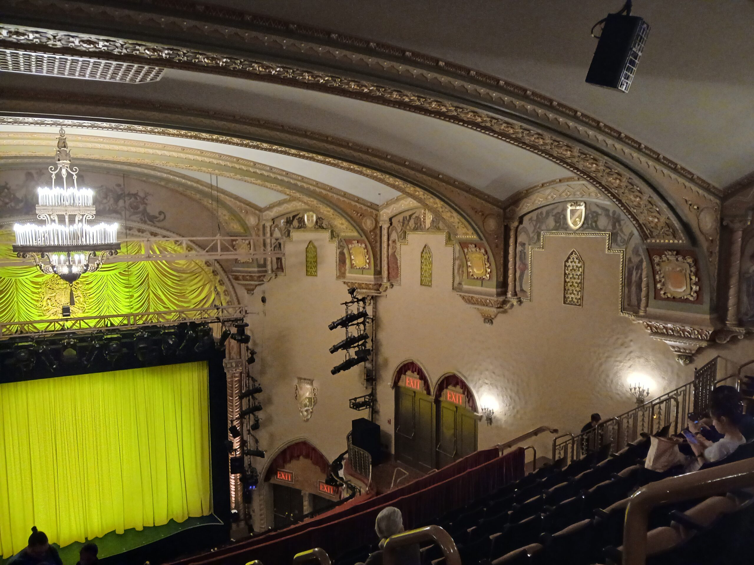 Interior view of John Golden Theatre in New York City showing the stage, orchestra seating, and mezzanine layout