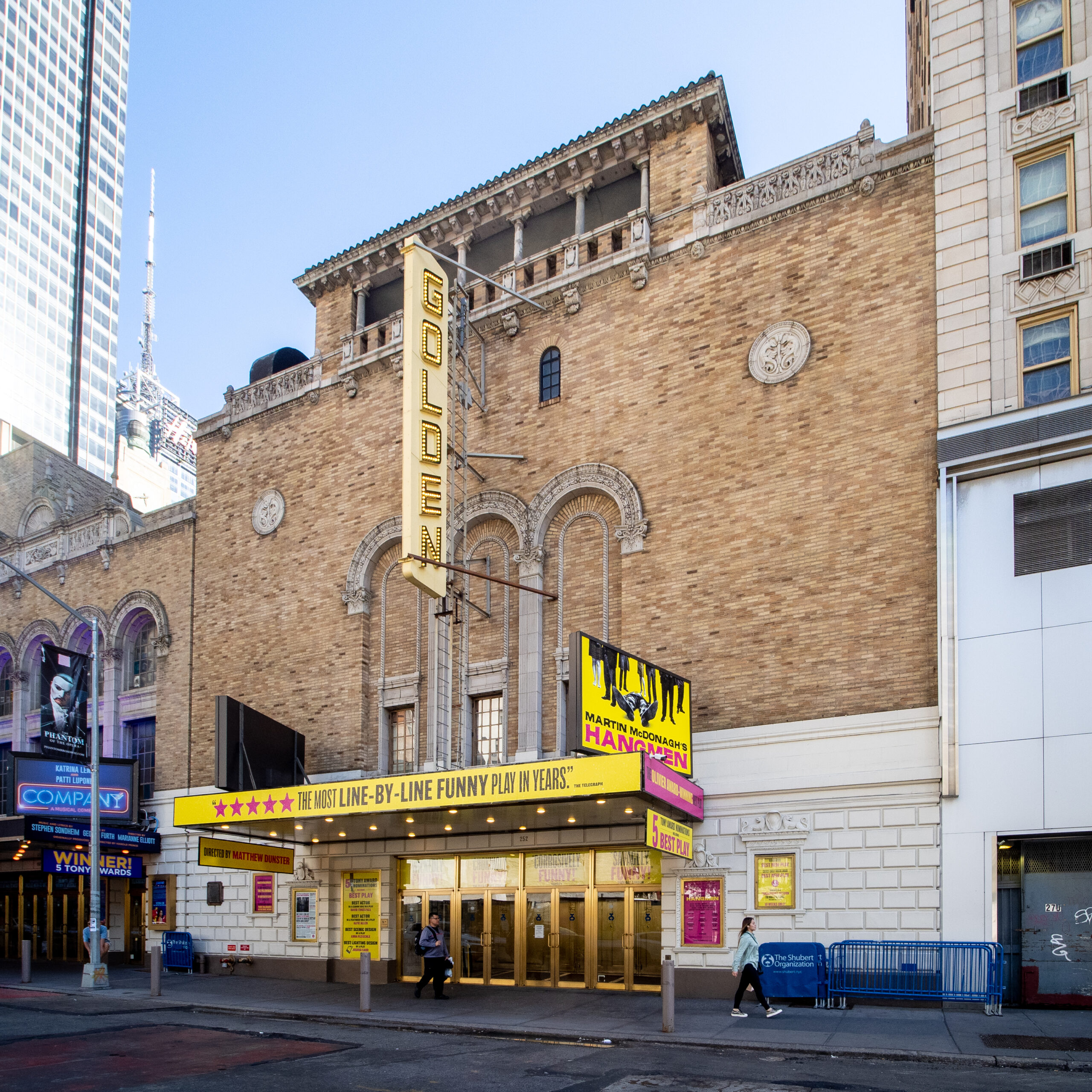 John Golden Theatre on West 45th Street where Operation Mincemeat plays on Broadway