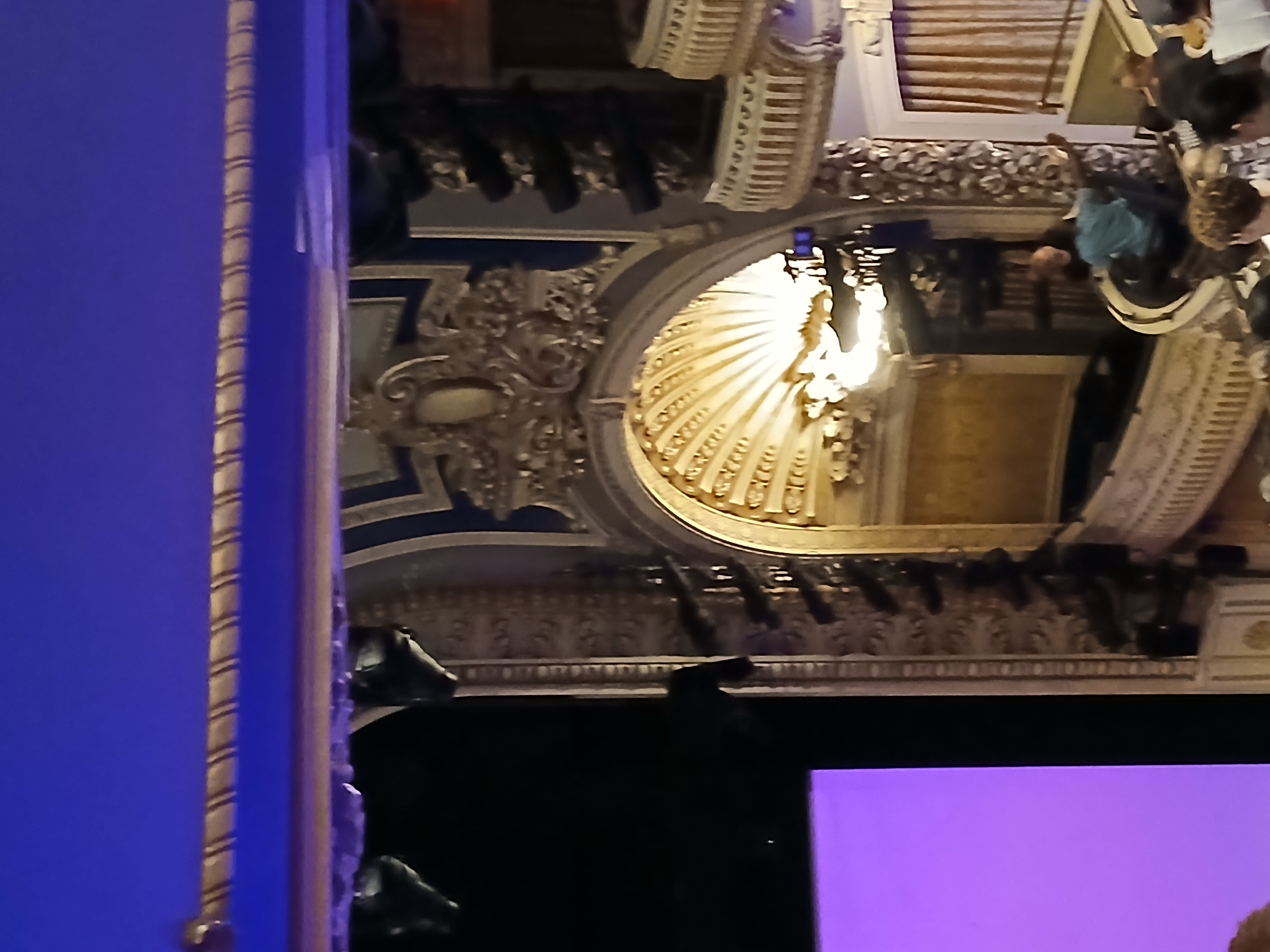 Interior of the Palace Theatre in Manhattan showing the Broadway auditorium and seating areas after renovation