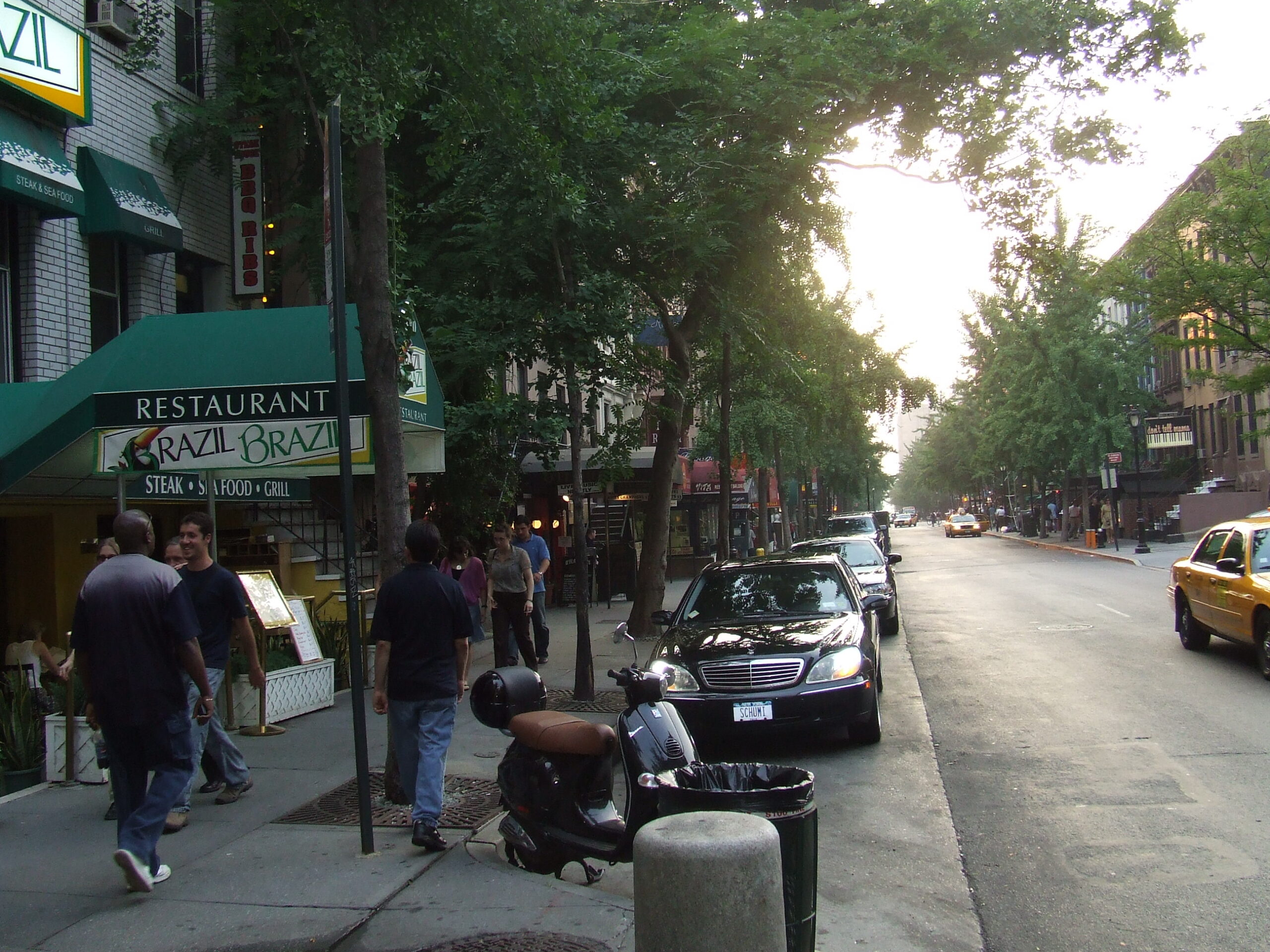 Restaurant Row on West 46th Street in New York City, a classic area for dinner before or after a Broadway show.