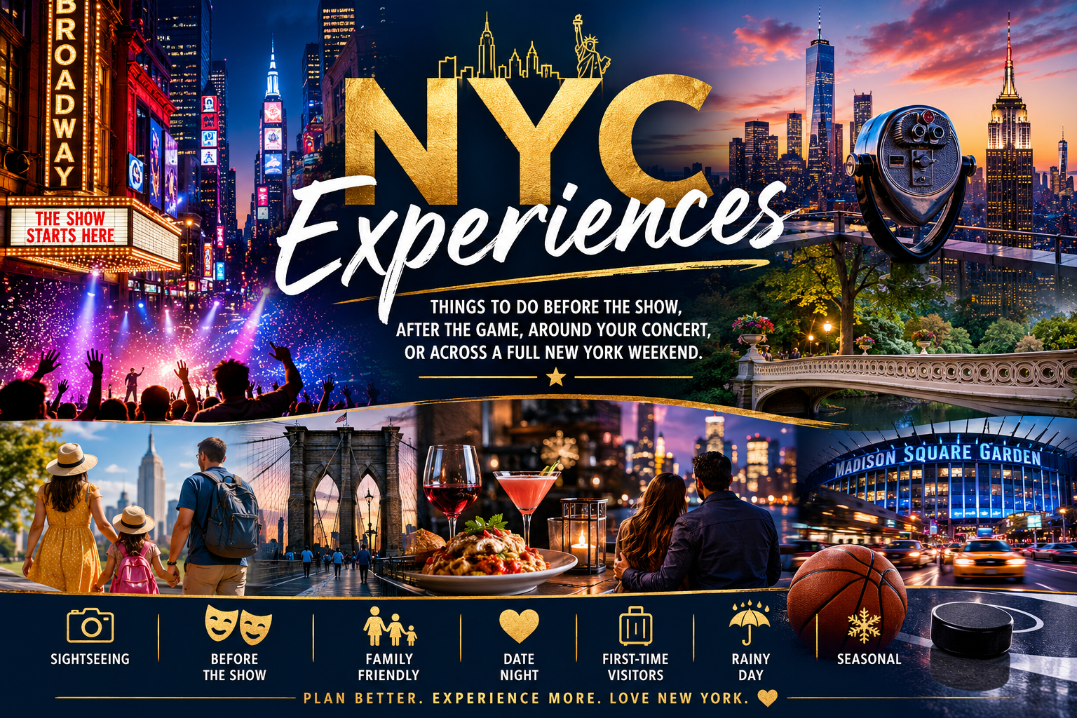 Stage & Street NYC experiences guide for shows concerts sports sightseeing and weekend planning