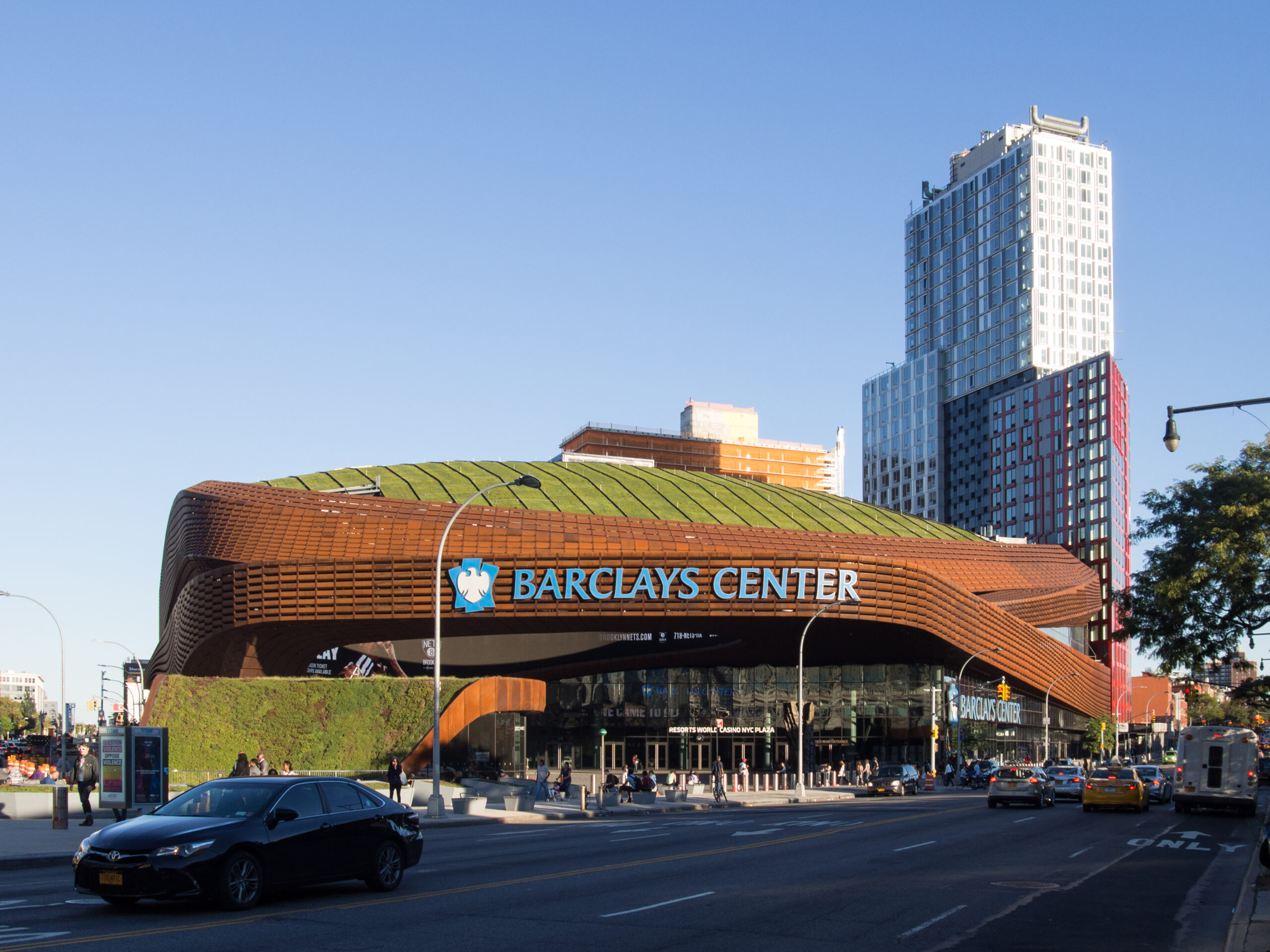 Barclays Center exterior in Brooklyn, one of NYC's major concert arenas