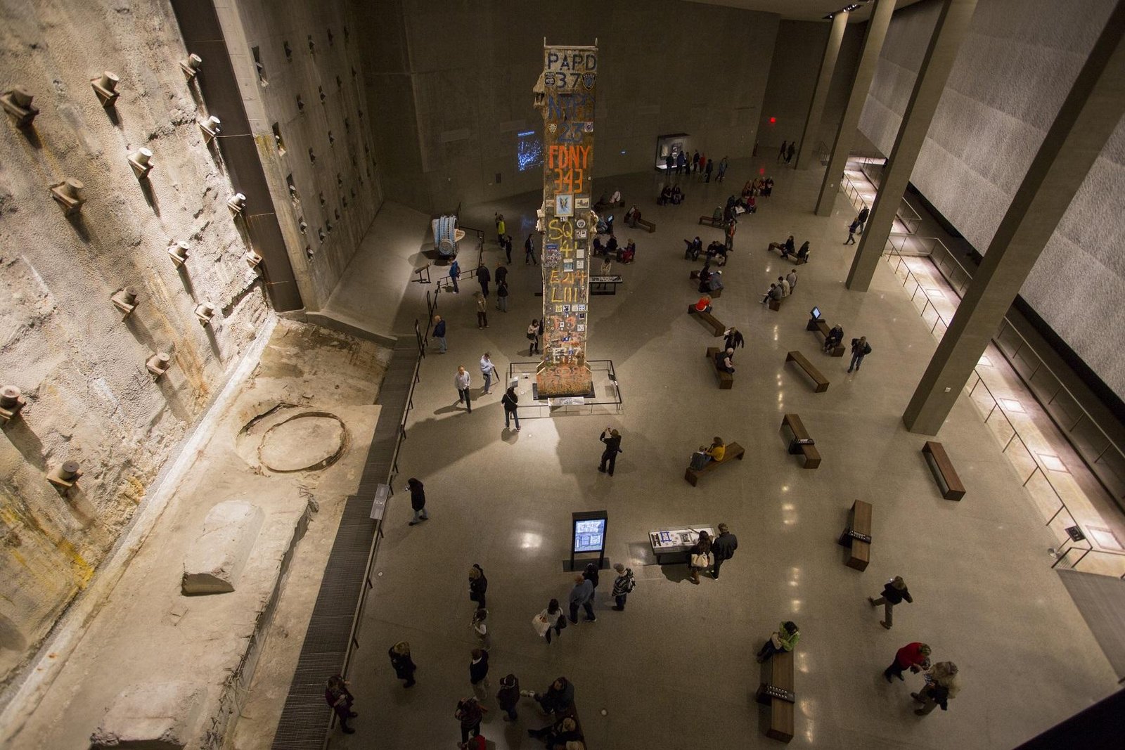 Historic World Trade Center slurry wall preserved inside the 9/11 Memorial Museum in New York City