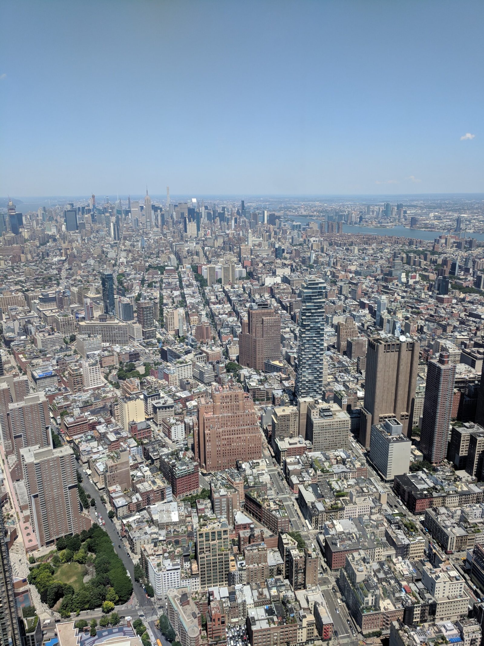 Manhattan skyline view from One World Observatory in New York City