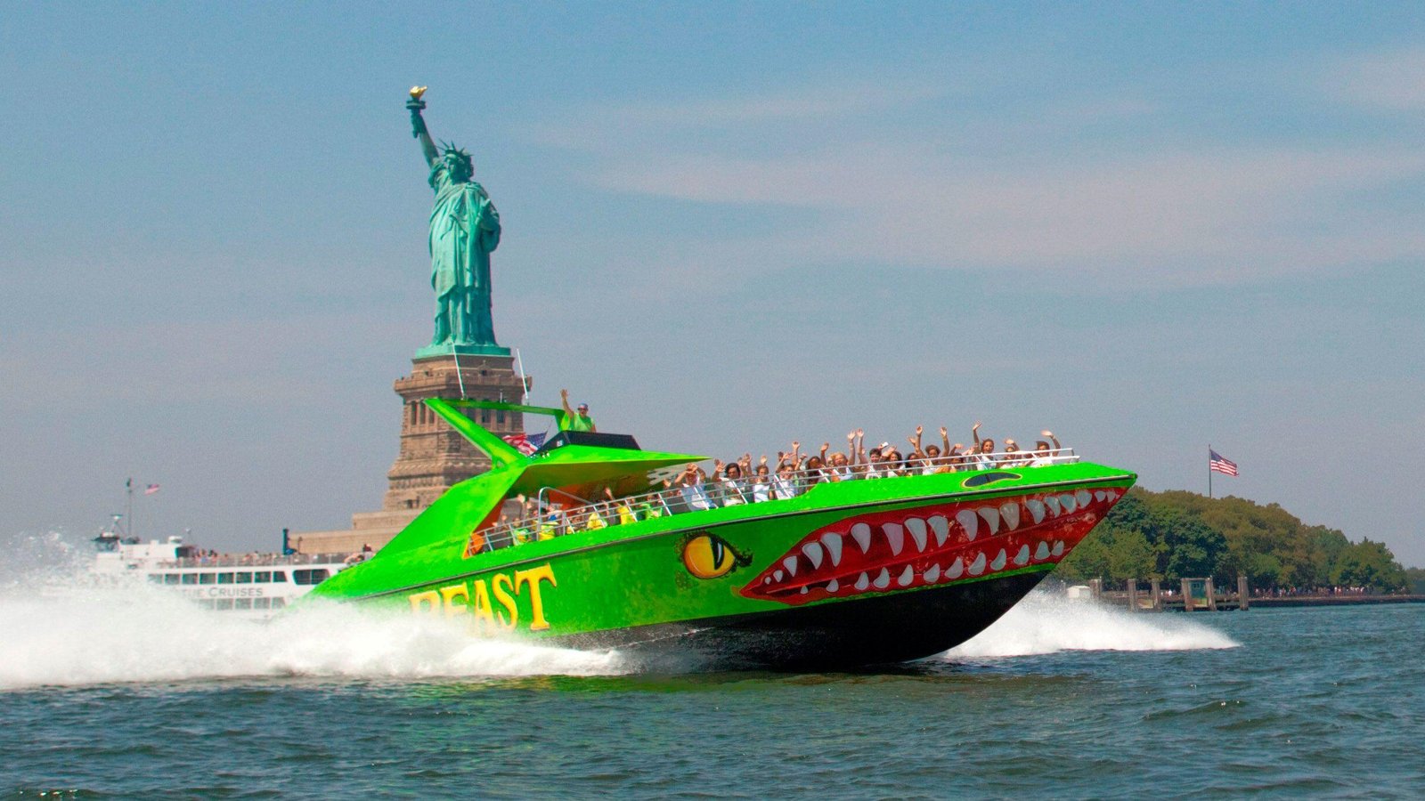 The BEAST speedboat ride in NYC offering a high-speed sightseeing adventure on New York Harbor